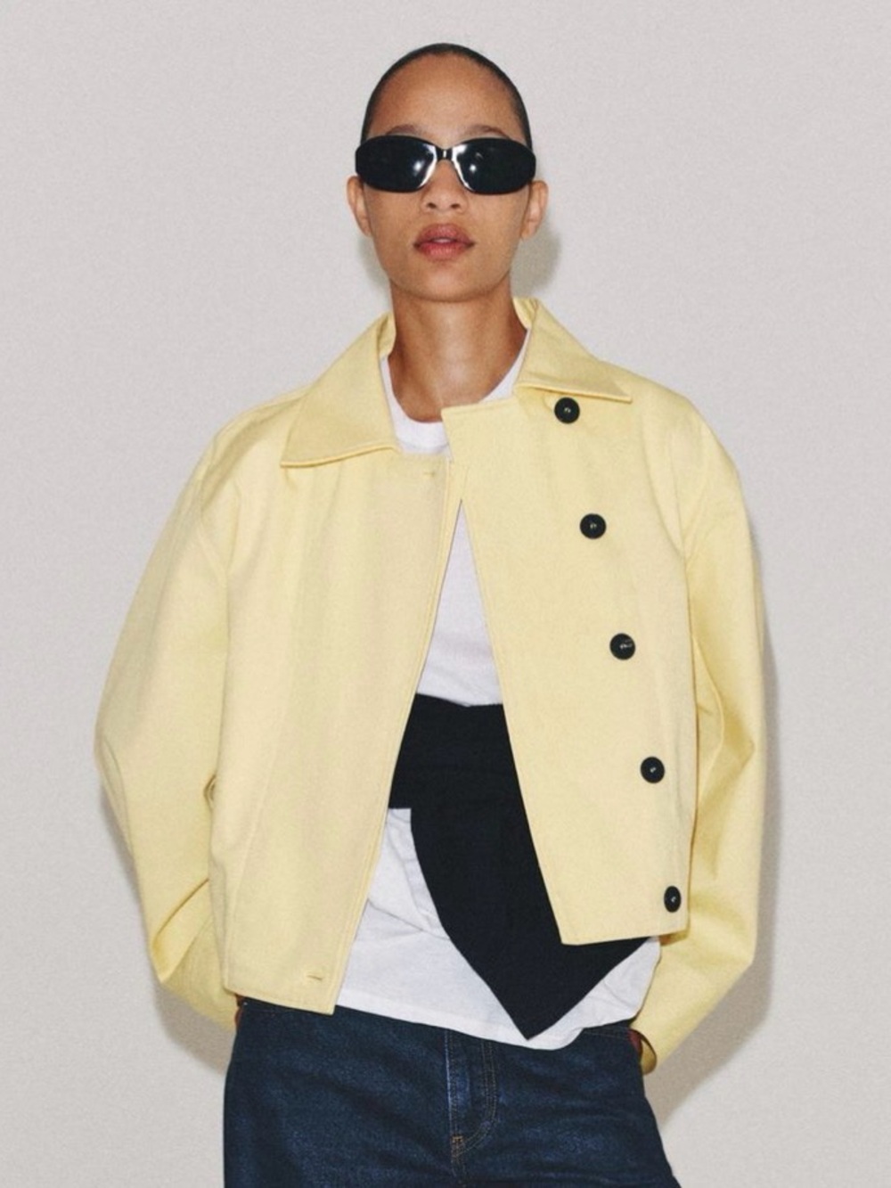 Zara ZW Collection Short Yellow Button-Front Jacket Size XS NWT